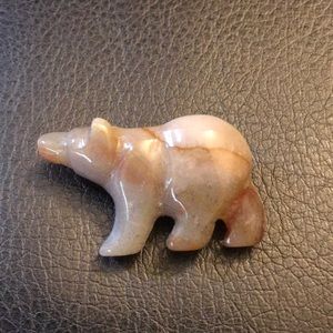 Stone Carved Bear Pin